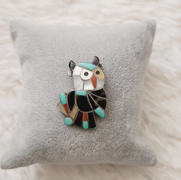Vintage Zuni Owl Brooch Pin Combo - Picture 2 of 12